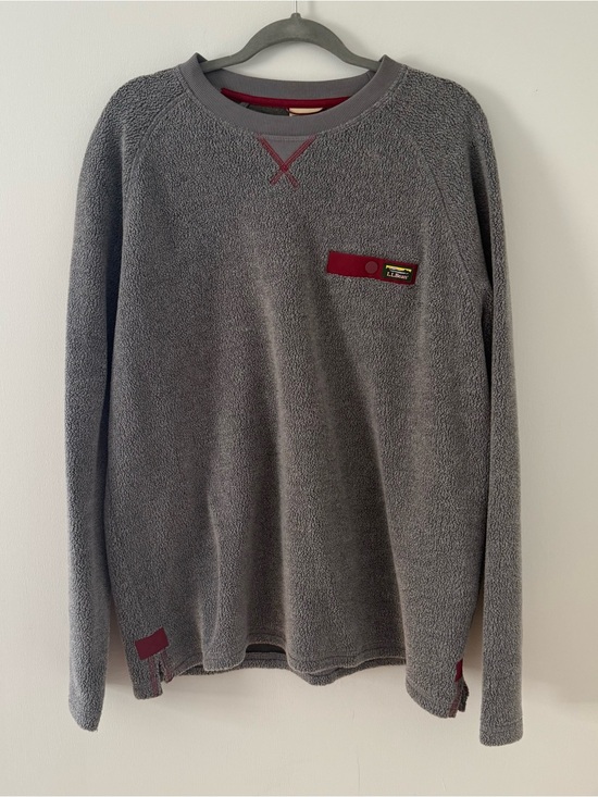 L.L. Bean Other - L.L. Bean Gray Crewneck Sweater with Maroon Accents